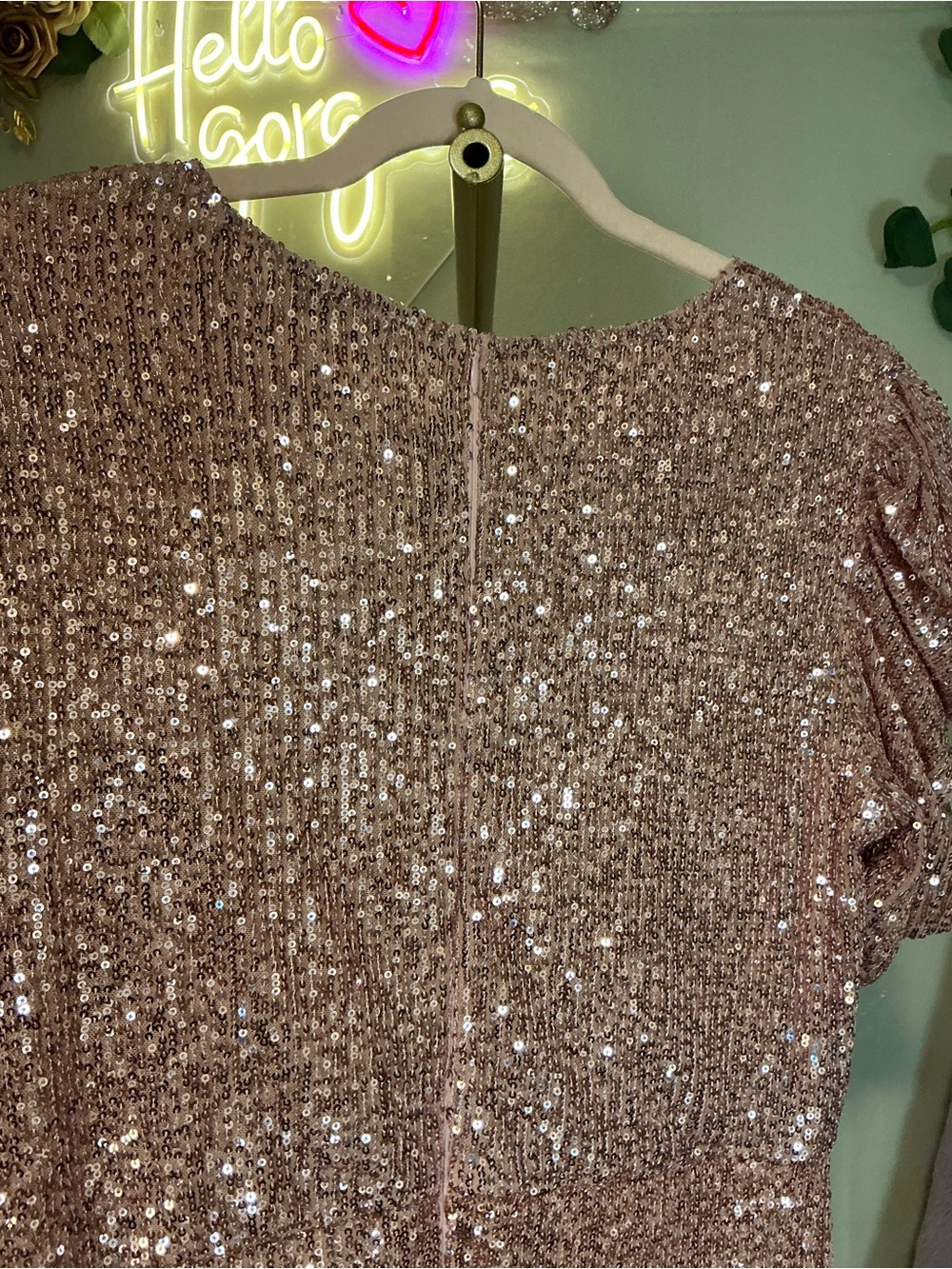 NWT Ivy City Co. Starling Size L Rose Gold Sequin Midi Dress - Picture 7 of 8